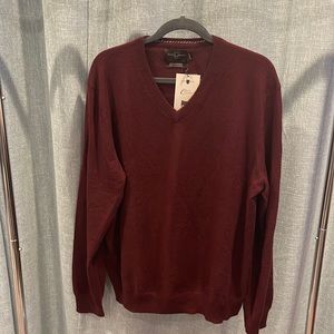 Black Brown 1826 - Merlot Cashmere V-Neck Sweater - XL - New